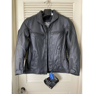 Teknic Black Leather Taos Ladies Motorcycle Jacket M removeable lining armor NWT